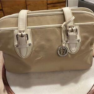 Vintage Etienne Aigner Cream and White Shoulder Bag